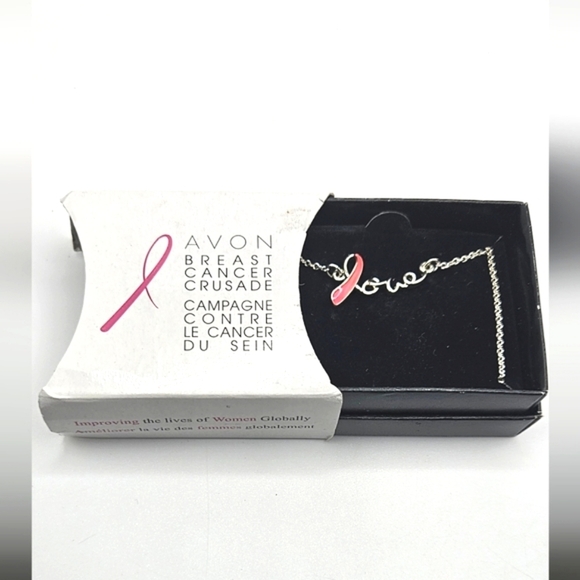 🆓️ FREE  ADD ON TO BUNDLE Necklace Avon Breast Cancer Awareness LOVE Ribbon - Picture 4 of 5